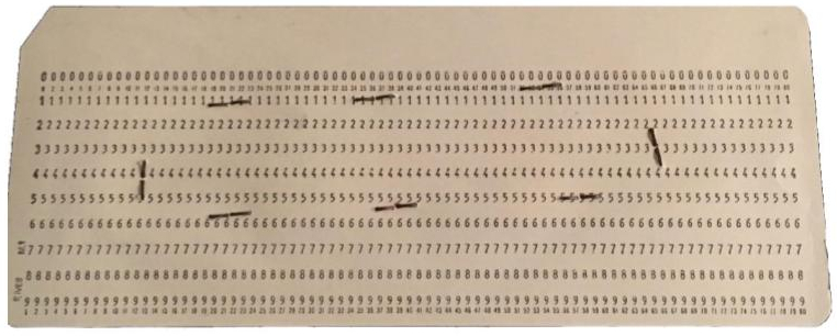 Front of the punch card